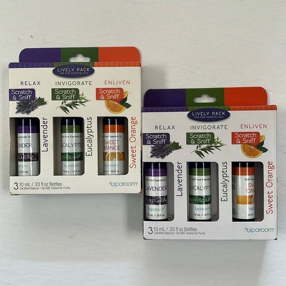 SpaRoom 100% Essential Oils Lively Pack Lavender Eucalyptus Sweet Orange 2 Packs - Picture 1 of 7
